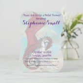 Unicorn Bridal Shower - Rode draak Kaart (Staand voorkant)