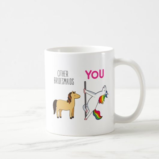 Unicorn Bridesmaid Funny Wedding Favor Koffiemok (Rechts)