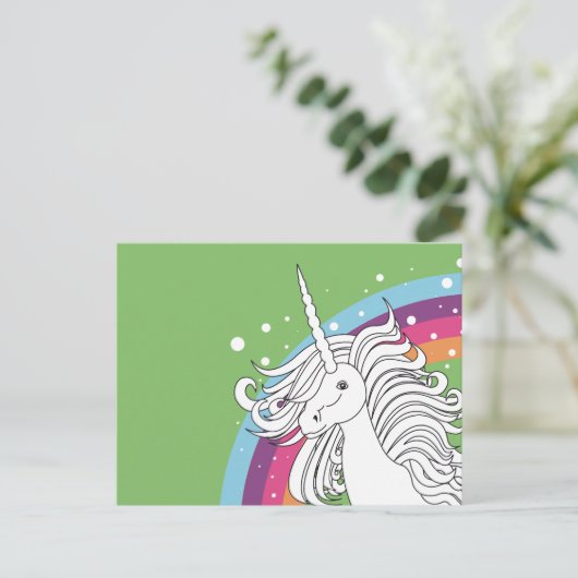 UNICORN BRIEFKAART GREEN (Staand voorkant)