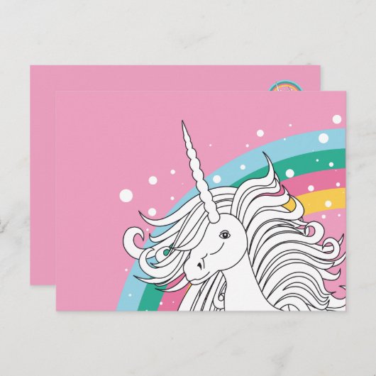 UNICORN BRIEFKAART PINK (Voorkant / Achterkant)