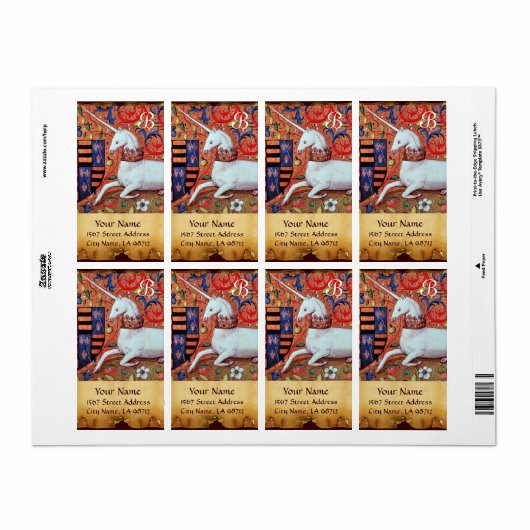 UNICORN BROWN PARCHMENT Monogram Etiket (Full Sheet)