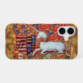 UNICORN Brown Parchment Monogram iPhone 16 Hoesje (Achterkant horizontaal)