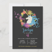 Unicorn Bubbles Birthday Party Invitation Kaart (Voorkant)
