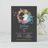 Unicorn Bubbles Birthday Party Invitation Kaart (Staand voorkant)