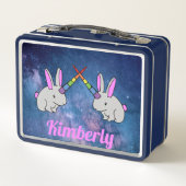 Unicorn Bunnies Pink Paarse Space Cute Fun Girl (Achterkant)