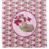 Unicorn Butterflies en bloemen Douchegordijn (Voorkant)