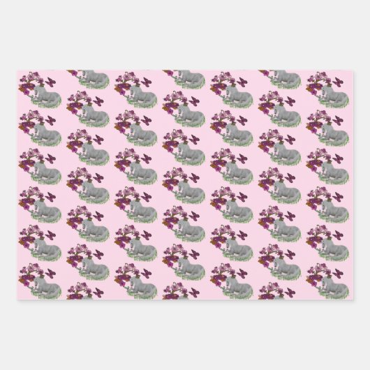 Unicorn Butterflies en bloemen Inpakpapier Vel (Voorkant 3)