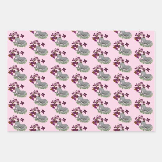 Unicorn Butterflies en bloemen Inpakpapier Vel (Voorkant)