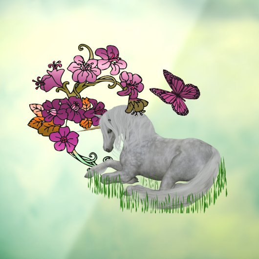 Unicorn Butterflies en bloemen  Raamsticker (Vel 3)
