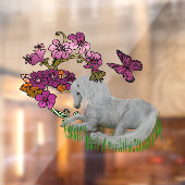 Unicorn Butterflies en bloemen  Raamsticker (Vel 2)