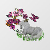 Unicorn Butterflies en bloemen  Raamsticker (Vel)
