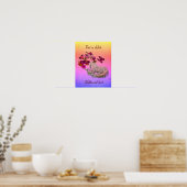 Unicorn Butterflies en Flowers, gepersonaliseerd Poster (Keuken)