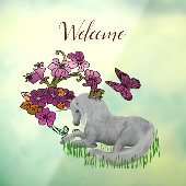 Unicorn Butterflies en Flowers Welcome Raamsticker (Vel 3)