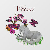 Unicorn Butterflies en Flowers Welcome Raamsticker (Vel)