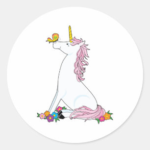 Unicorn Butterfly Ronde Sticker