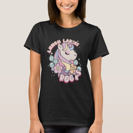 Unicorn Cafetaria Worker Lunch Dames Rock T-shirt (Voorkant)