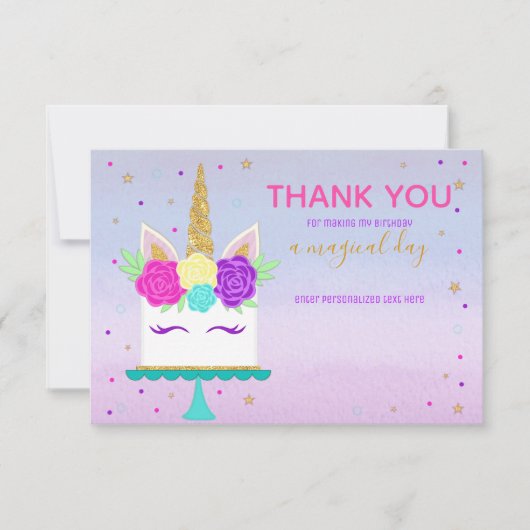 Unicorn Cake Bedankt voor je opmerking Roze Paars  (Voorkant)