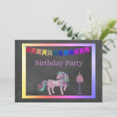 UNICORN CAKE RAINBOW BIRTHDAY PARTY KAART (Staand voorkant)