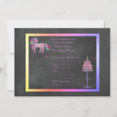 UNICORN CAKE RAINBOW BIRTHDAY PARTY KAART (Achterkant)