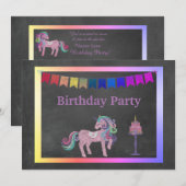 UNICORN CAKE RAINBOW BIRTHDAY PARTY KAART (Voorkant / Achterkant)