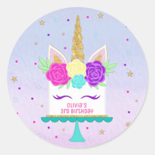 Unicorn Cake Stickers Roze Paars Gold