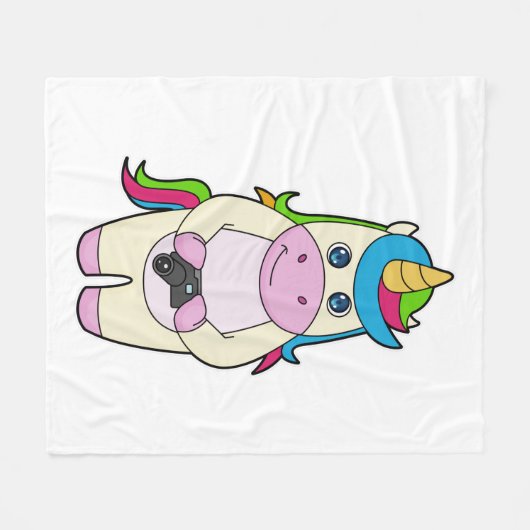 Unicorn Camera Fleece Deken (Voorkant (Horizontaal))