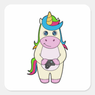 Unicorn Camera Vierkante Sticker