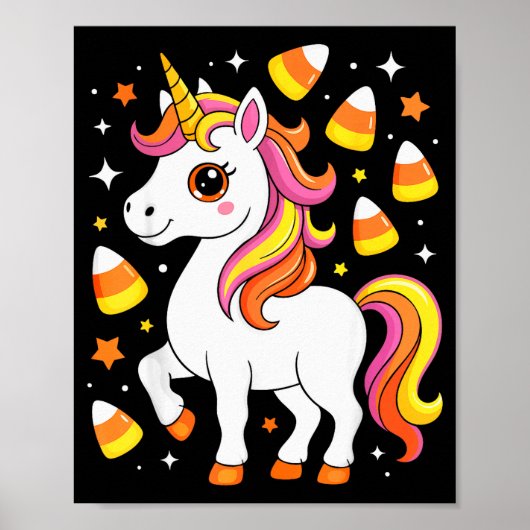 Unicorn Candy Corn Shirt Men Women Kids Halloween Poster (Voorkant)