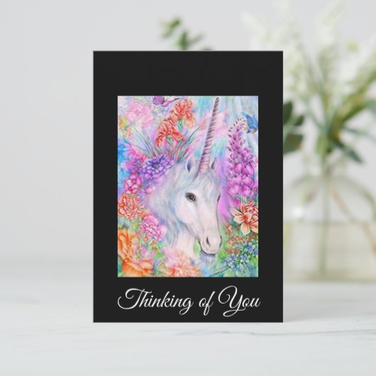 Unicorn Card Denking of you Kaart (Staand voorkant)