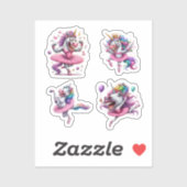 Unicorn caricature kleurstof sticker (Vel)