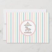 Unicorn Carousel Birthday Invitation Pink Foto Kaart (Achterkant)
