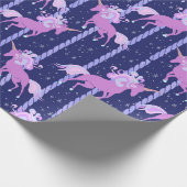 Unicorn Carousel- nacht Cadeaupapier (Hoek)