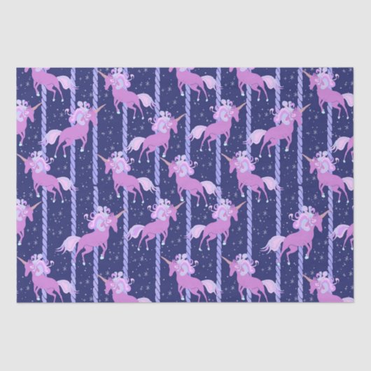 Unicorn Carousel- nacht Tissuepapier (Voorkant)