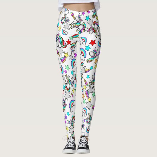 Unicorn Cartoon Dames Leggings (Voorkant)