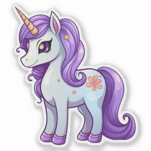 Unicorn cartoon tekening sticker (Voorkant)
