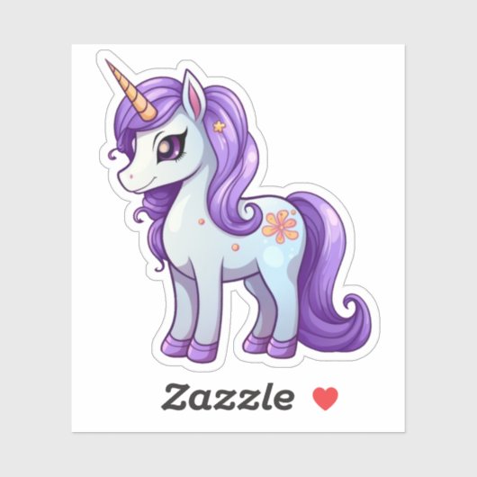 Unicorn cartoon tekening sticker (Vel)