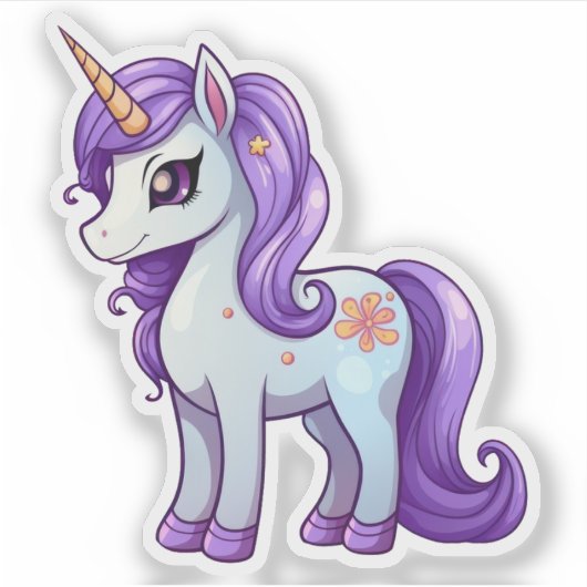 Unicorn cartoon tekening sticker (Voorkant)