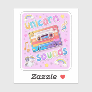 Unicorn Cassette Collage (+Achtergrond) Sticker