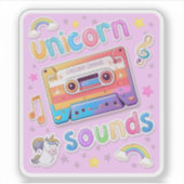 Unicorn Cassette Collage (+Achtergrond) Sticker (Voorkant)