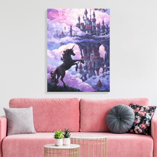Unicorn Castle Art Canvas Afdruk (Insitu (Woonkamer))