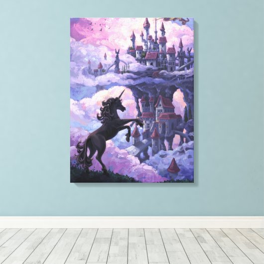 Unicorn Castle Art Canvas Afdruk (Insitu (Houten vloer))