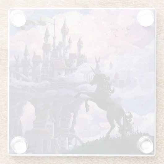 Unicorn Castle Art Glazen Onderzetter (Achterkant)
