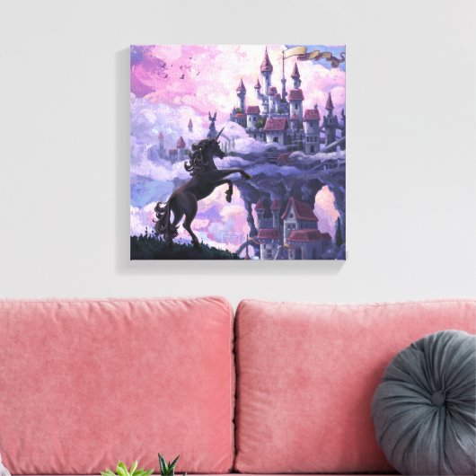 Unicorn Castle Canvas Afdruk (Insitu (Woonkamer))