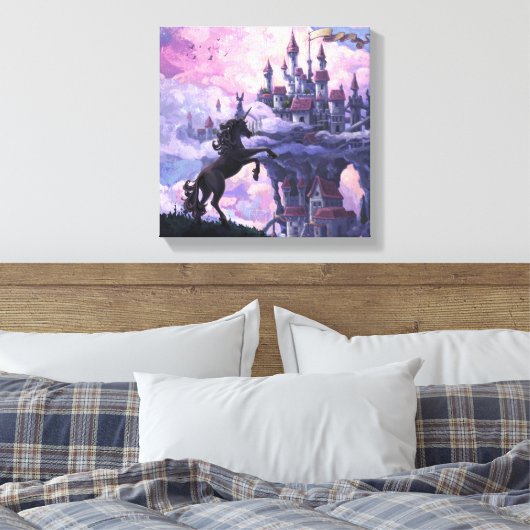Unicorn Castle Canvas Afdruk (Insitu (Slaapkamer))
