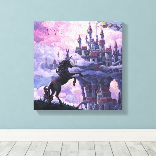 Unicorn Castle Canvas Afdruk (Insitu (Houten vloer))