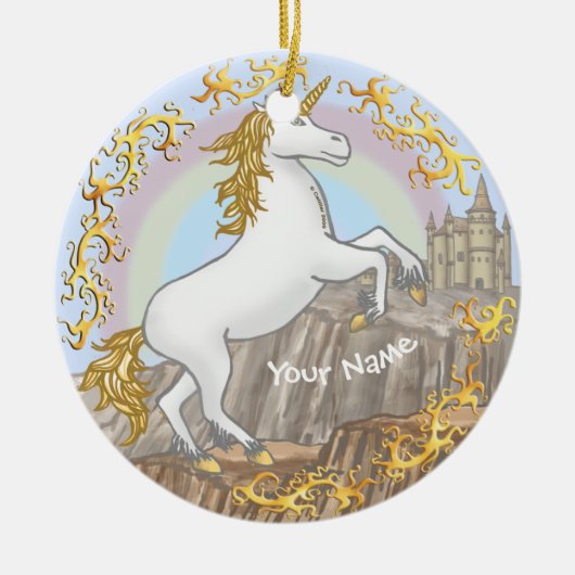 Unicorn Castle Keramisch Ornament (Voorkant)