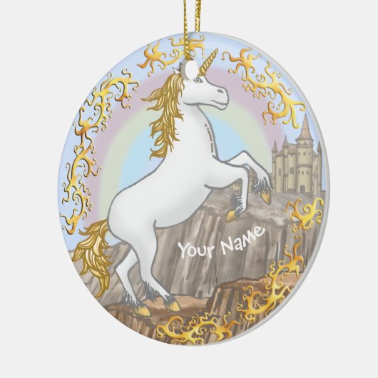 Unicorn Castle Keramisch Ornament (Links)