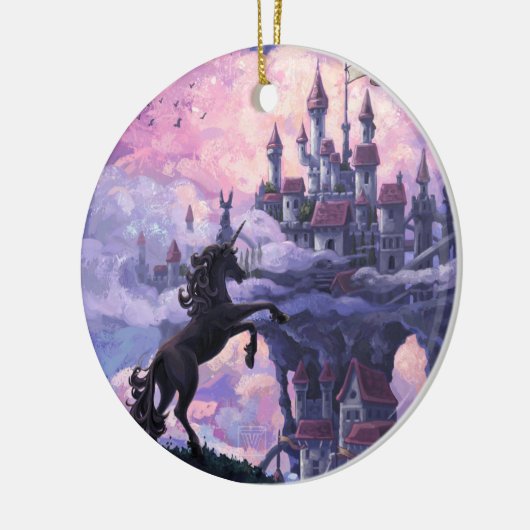 Unicorn Castle Keramisch Ornament (Links)