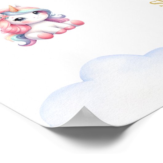 Unicorn Castle Rainbow Magisch Poster Welkomstbord (Hoek)