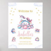 Unicorn Castle Rainbow Magisch Poster Welkomstbord (Voorkant)